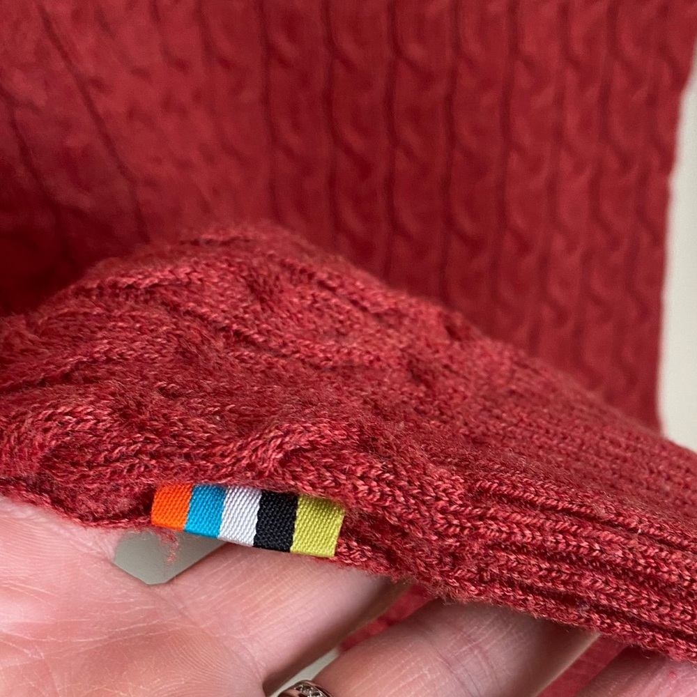 Smartwool Dacono Ski Sweater Cable Knit Turtleneck Red Small Gorpcore Outdoor - Picture 9 of 11
